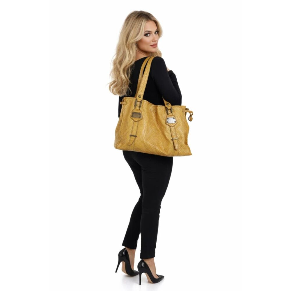 Jessica Simpson Shoulder Tote Bag Vegan Leather Purse MUSTARD WOMEN'S WOMAN'S